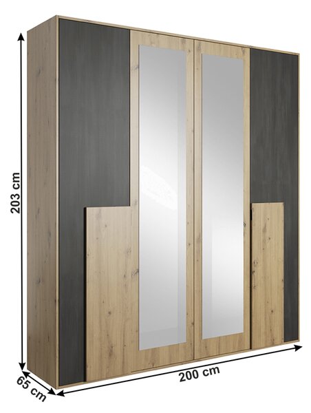 Dulap de haine cu oglindă 2D Barffy. 1016829