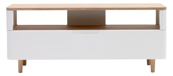 Comodă TV din lemn de stejar alb Unique Furniture Amalfi