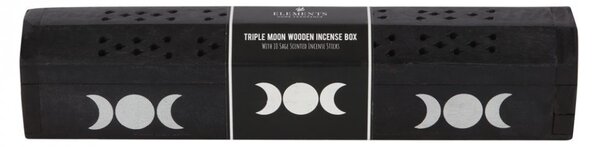 Set 10 betisoare de tamaie parfumate de Salvie alba in cutie cu spatiu de depozitare - Luna Tripla