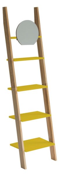 Etajeră cu suport din lemn și oglindă Ragaba Ashme Ladder, galben