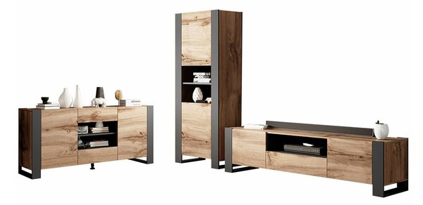 Set de living Socius I, Stejar Wotan, Antracit, PAL laminat, 167 kg