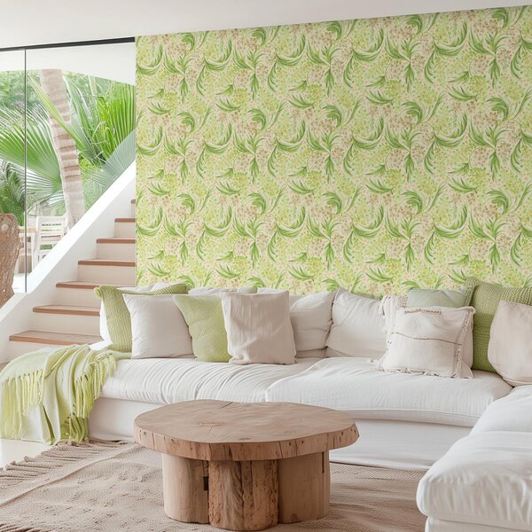 Tapet Model floral discret în nuanțe delicate de verde, Tapet flori, a00853 : Uwalls.ro