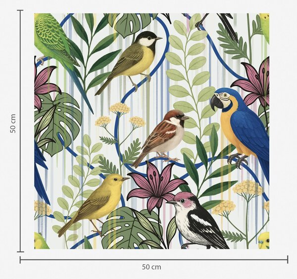 Tapet Păsări exotice strălucitoare printre vegetația tropicală, Tapet animale, Tapet păsări, a00887 : Uwalls.ro