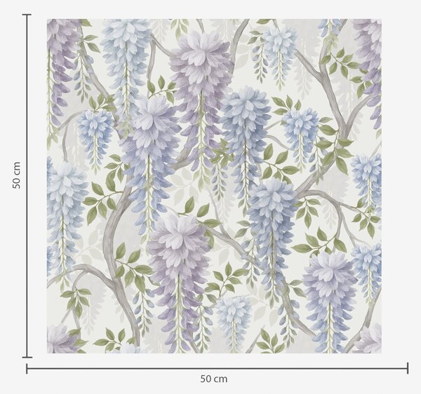 Tapet Glicină delicată în nuanțe de liliac și albastru deschis, Tapet flori, a00886 : Uwalls.ro