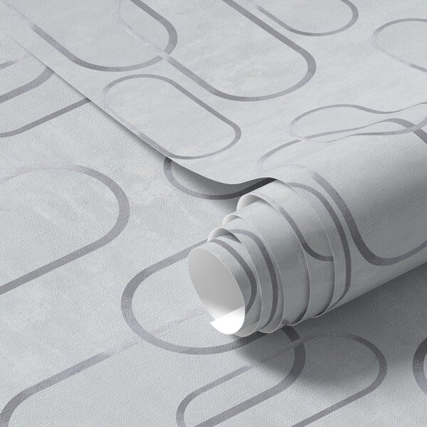 Tapet Fundal deschis cu ovale alungite, contururi gri, Tapet abstract, a00921 : Uwalls.ro