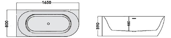 Cada freestanding Livia, 165 cm, stânga
