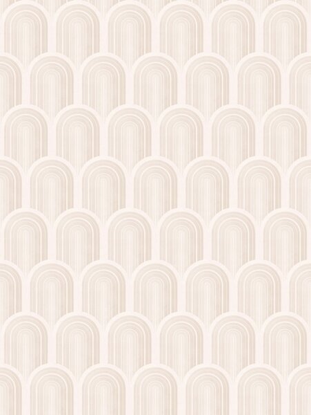 Tapet Rând de forme arcuite în dungi bej deschis, stil retro, Tapet abstract, a00923 : Uwalls.ro