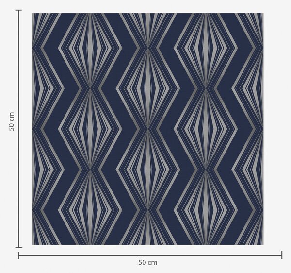 Tapet Diamante geometrice în formă de raze pe un fundal albastru închis, Tapet abstract, a00925 : Uwalls.ro