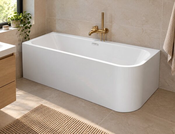 Cada freestanding Aria, 150 cm colț stânga, alb