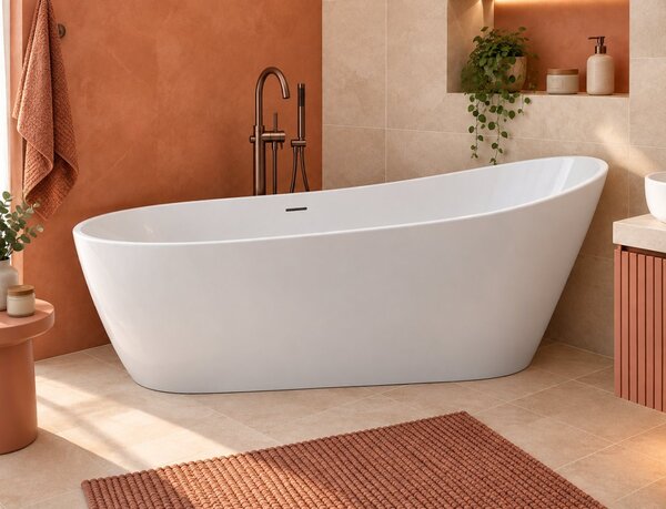 Cada freestanding Nerea, 152 cm, alb