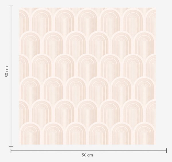 Tapet Rând de forme arcuite în dungi bej deschis, stil retro, Tapet abstract, a00923 : Uwalls.ro