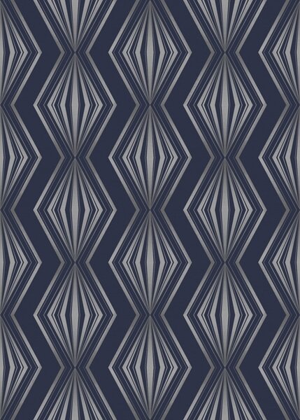 Tapet Diamante geometrice în formă de raze pe un fundal albastru închis, Tapet abstract, a00925 : Uwalls.ro