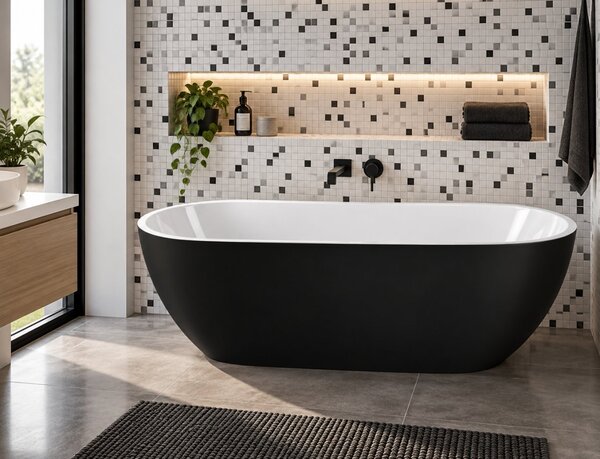 Cada freestanding Aurelia, 170 cm, negru