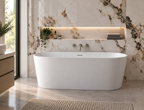 Cada freestanding Bianca Slim, 170 cm, semi-ovală