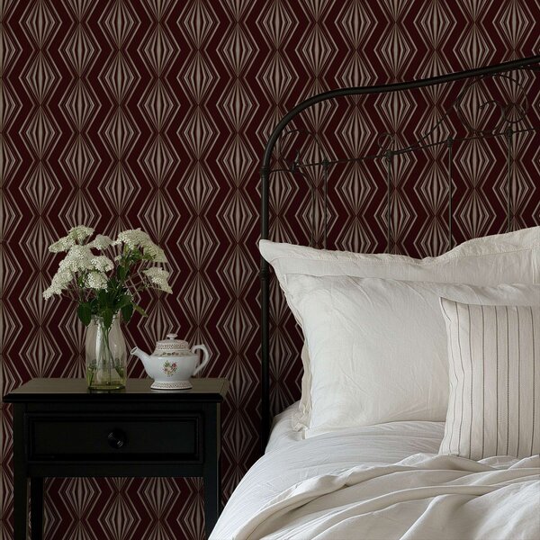 Tapet Model geometric cu diamante pe fond maro-vin, Tapet abstract, a00925v1 : Uwalls.ro