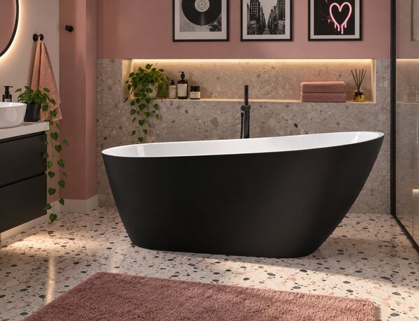 Cada freestanding Nerea, 152 cm, negru