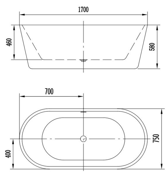 Cada freestanding Dalia, 170 cm, alb
