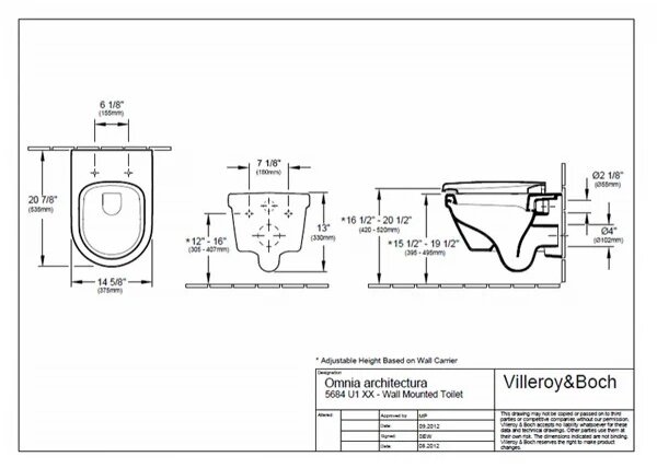 Set vas WC si bideu suspendat, Villeroy & Boch, Architectura, baterie crom