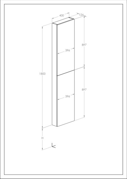 Roca Extra dulap 40x12.6x180 cm laterala pe perete alb A857911806
