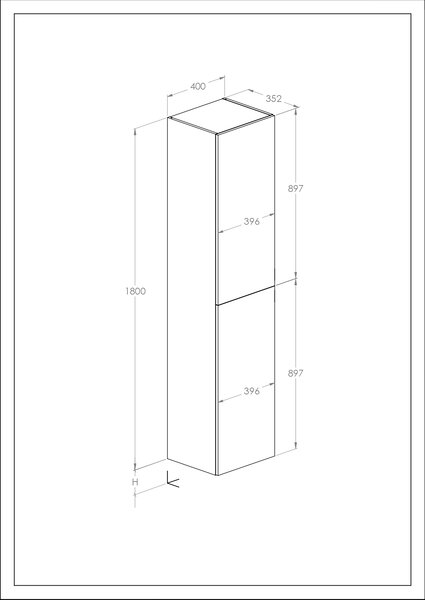 Roca Extra dulap 40x35.2x180 cm laterala pe perete alb A857956806