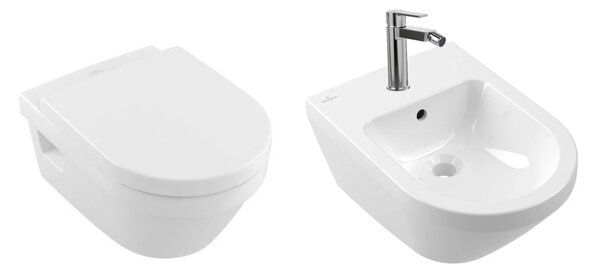 Set vas WC si bideu suspendat, Villeroy & Boch, Architectura, baterie crom