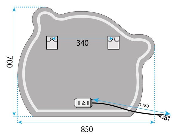 Oglindă de perete LED YH-BL-3 70x85cm