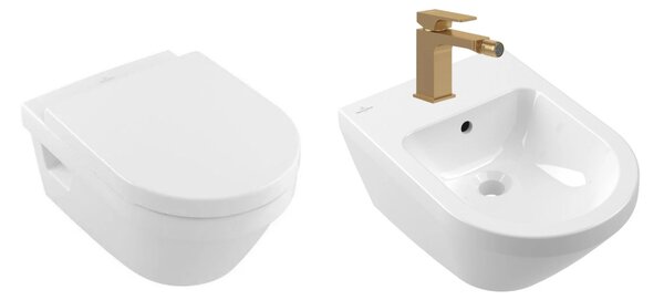 Set vas WC si bideu suspendat, Villeroy & Boch, Architectura, baterie crom