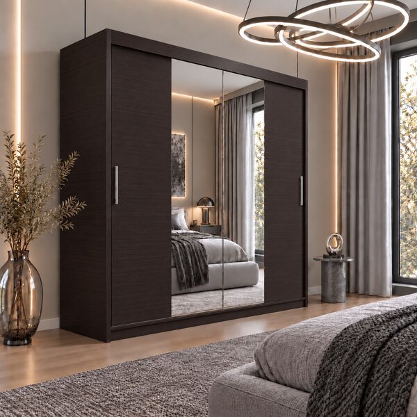 Dressing Alex, 200x60x200cm, cu oglinda, Wenge, Pal 18 mm