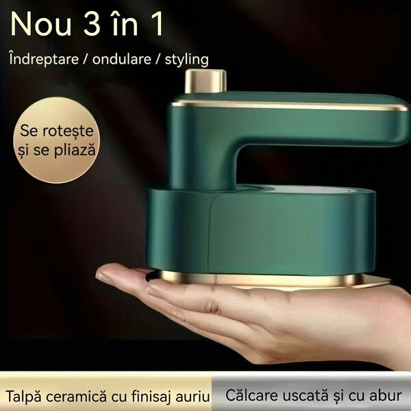 Fier de călcat portabil cu abur, rezervor 50 ml, mâner pliabil
