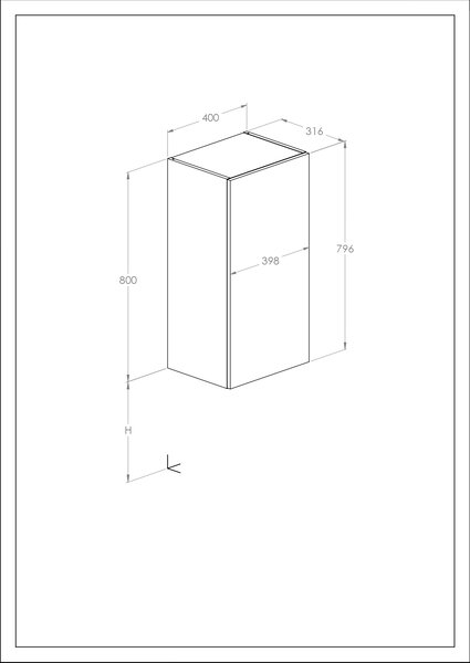 Roca Extra dulap 40x21.6x80 cm laterala pe perete verde A857958534
