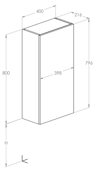 Roca Extra dulap 40x21.6x80 cm laterala pe perete nucă A857958540