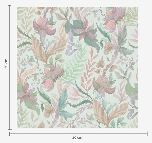 Tapet Modele florale pastelate pe un fundal mentă deschis, Tapet flori, a00931v1 : Uwalls.ro