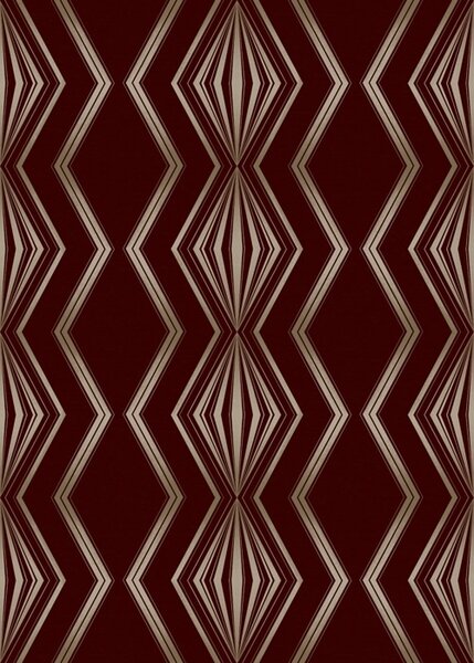 Tapet Fundal burgund cu romburi ritmice și linii în zigzag, Tapet abstract, a00974 : Uwalls.ro