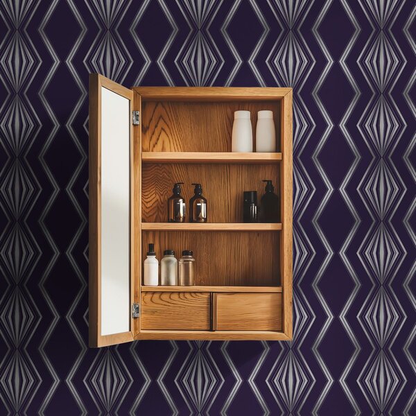 Tapet Fundal violet intens cu diamante și linii zigzagate gri, Tapet abstract, a00974v1 : Uwalls.ro