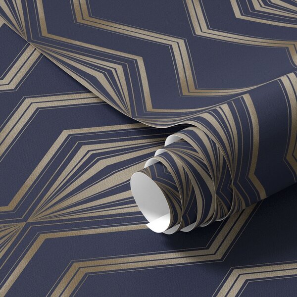 Tapet Fundal albastru închis cu romburi geometrice și zigzaguri, Tapet abstract, a00974v2 : Uwalls.ro