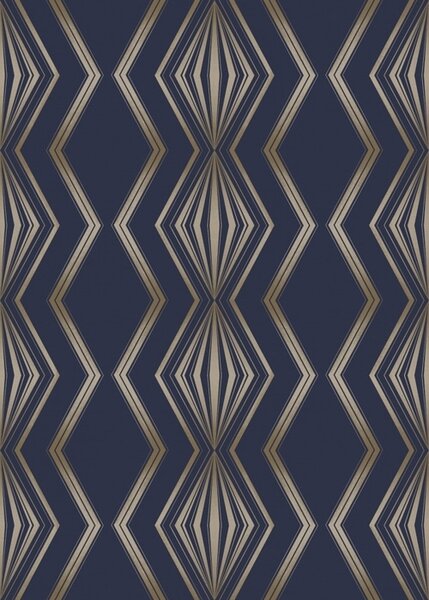 Tapet Fundal albastru închis cu romburi geometrice și zigzaguri, Tapet abstract, a00974v2 : Uwalls.ro