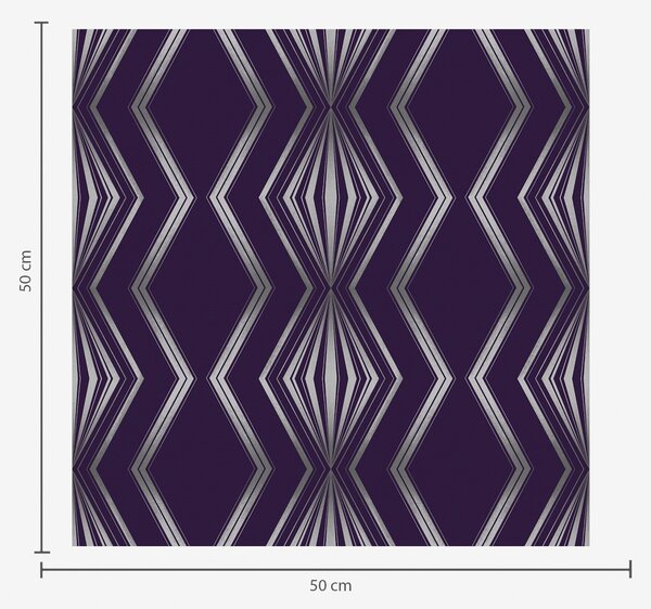 Tapet Fundal violet intens cu diamante și linii zigzagate gri, Tapet abstract, a00974v1 : Uwalls.ro