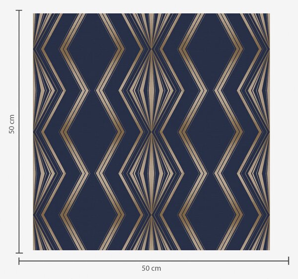 Tapet Fundal albastru închis cu romburi geometrice și zigzaguri, Tapet abstract, a00974v2 : Uwalls.ro