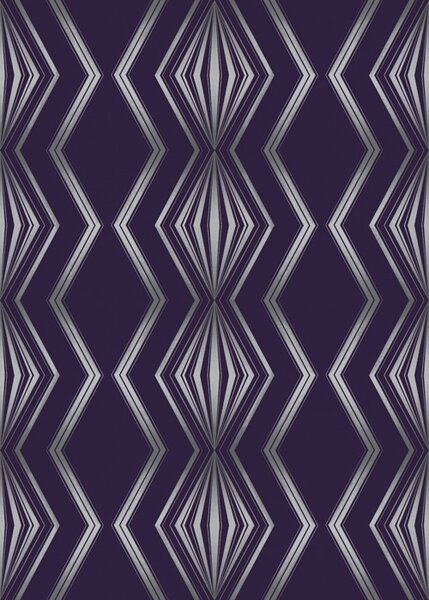 Tapet Fundal violet intens cu diamante și linii zigzagate gri, Tapet abstract, a00974v1 : Uwalls.ro