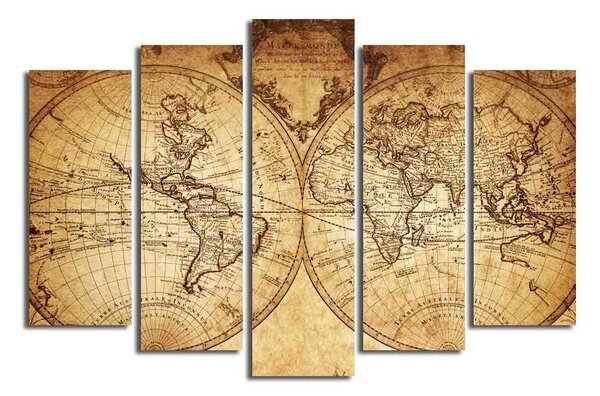Tablou din mai multe piese Big Map Of The World, 105 x 70 cm