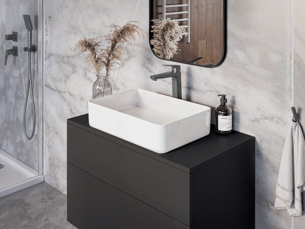 Deante Prizma dulap cu blat 80x47x52 cm sub chiuveta pe perete negru SDI_NB81