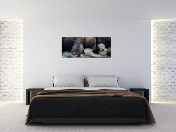 Tablou - Vapor în furtună (120x50 cm)