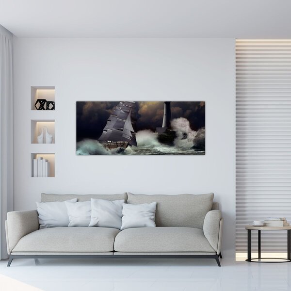 Tablou - Vapor în furtună (120x50 cm)