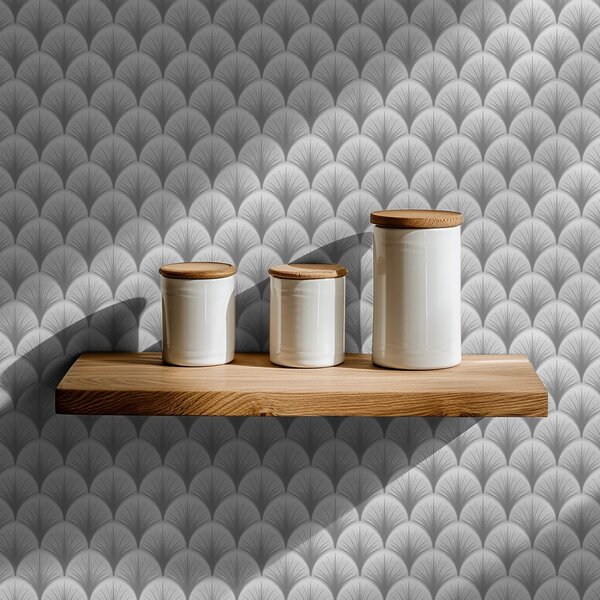 Tapet Arce contrastante de culoare gri pe fond alb, Tapet unic, a00978v4 : Uwalls.ro