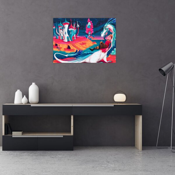 Tablou - Prinț și prințesa cu dragon (70x50 cm)