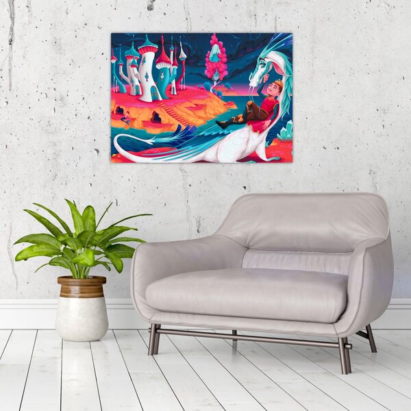 Tablou - Prinț și prințesa cu dragon (70x50 cm)