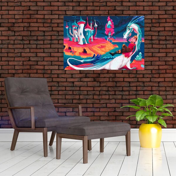 Tablou - Prinț și prințesa cu dragon (90x60 cm)