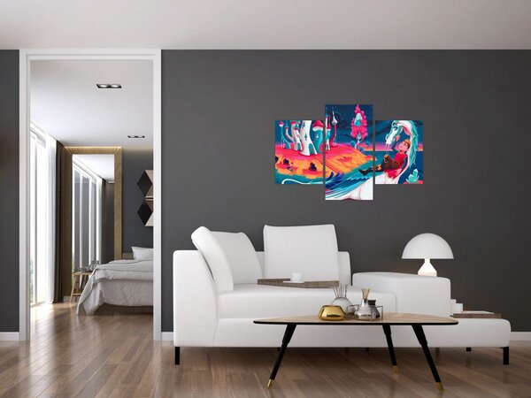 Tablou - Prinț și prințesa cu dragon (90x60 cm)