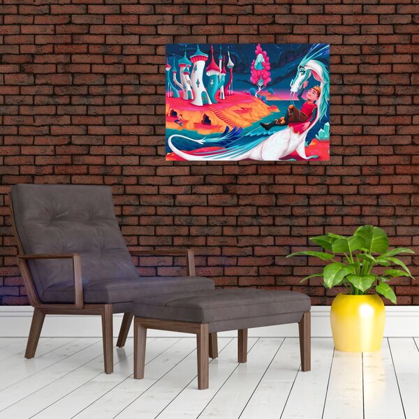Tablou - Prinț și prințesa cu dragon (70x50 cm)