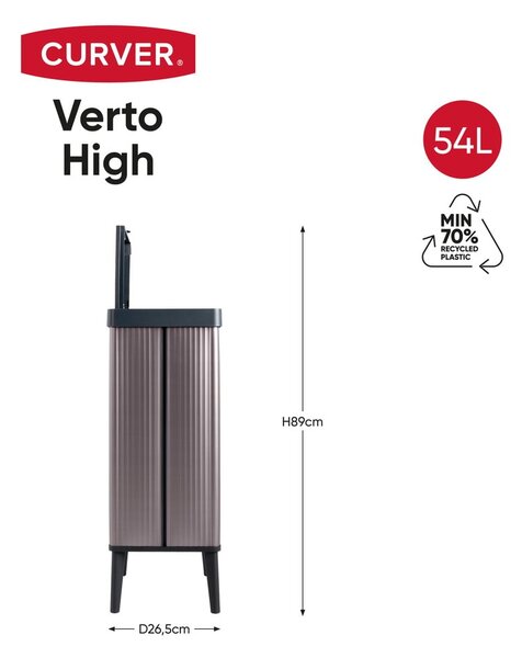 Coș de gunoi roz cu senzori de atingere din plastic reciclat 54 l Verto High – Curver